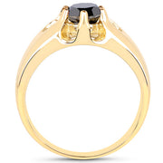 Bids.com 14K Yellow Gold Plated 1.00 Carat Genuine Black Diamond .925 Sterling Silver Ring Rings