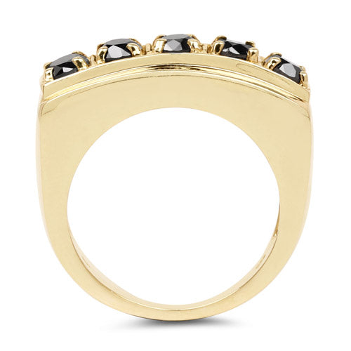 Bids.com 14K Yellow Gold Plated 1.25 Carat Genuine Black Diamond .925 Sterling Silver Ring Rings