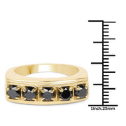 Bids.com 14K Yellow Gold Plated 1.25 Carat Genuine Black Diamond .925 Sterling Silver Ring Rings