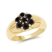 Bids.com 14K Yellow Gold Plated 0.91 Carat Genuine Black Diamond .925 Sterling Silver Ring Rings