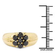 Bids.com 14K Yellow Gold Plated 0.91 Carat Genuine Black Diamond .925 Sterling Silver Ring Rings