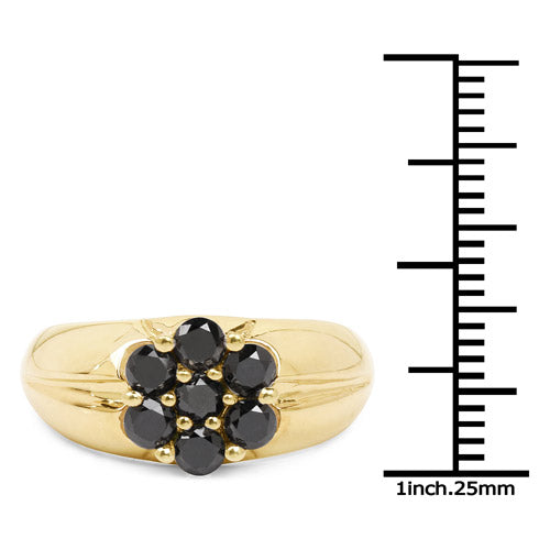 Bids.com 14K Yellow Gold Plated 0.91 Carat Genuine Black Diamond .925 Sterling Silver Ring Rings