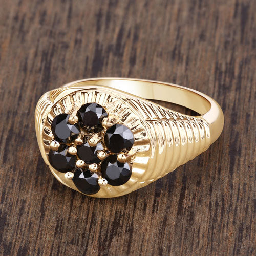 Bids.com 0.91 Carat Genuine Black Diamond .925 Sterling Silver Ring Rings