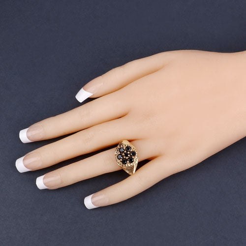 Bids.com 0.91 Carat Genuine Black Diamond .925 Sterling Silver Ring Rings