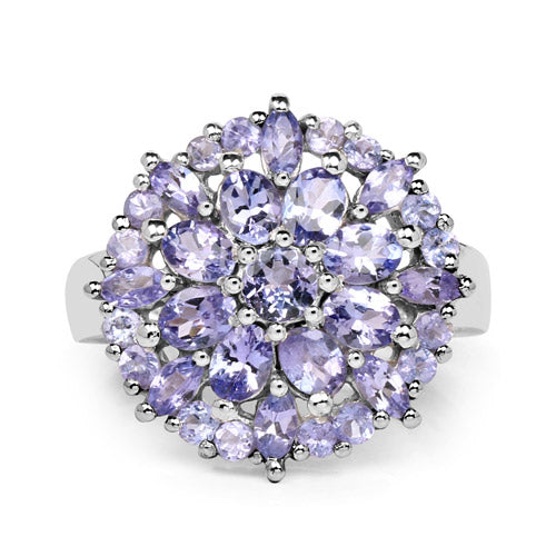 Bids.com 2.79 Carat Genuine Tanzanite .925 Sterling Silver Ring Rings