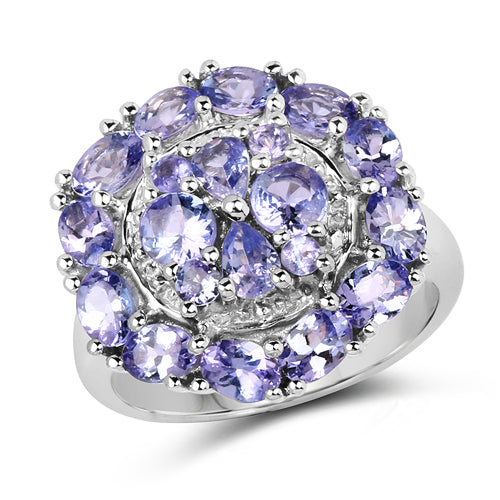 Bids.com 2.92 Carat Genuine Tanzanite .925 Sterling Silver Ring Rings
