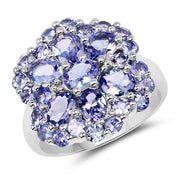 Bids.com 3.91 Carat Genuine Tanzanite .925 Sterling Silver Ring Rings