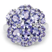 Bids.com 3.91 Carat Genuine Tanzanite .925 Sterling Silver Ring Rings