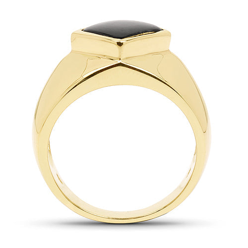 Bids.com 14K Yellow Gold Plated 2.00 Carat Genuine Black Onyx .925 Sterling Silver Ring Rings