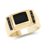 Bids.com 2.14 Carat Genuine Black Onyx and Black Diamond .925 Sterling Silver Ring Rings