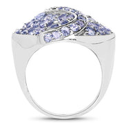 Bids.com 3.65 Carat Genuine Tanzanite .925 Sterling Silver Ring Rings