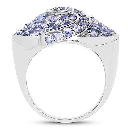 Bids.com 3.65 Carat Genuine Tanzanite .925 Sterling Silver Ring Rings