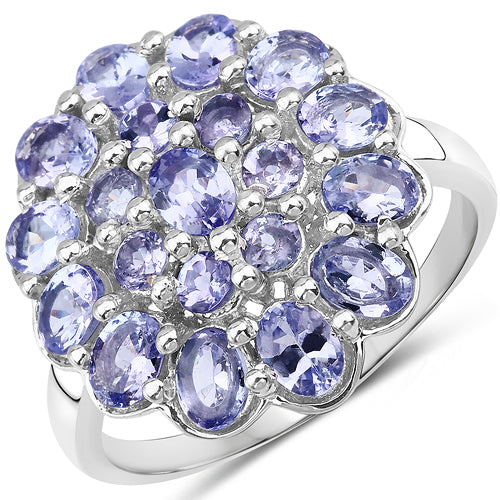 Bids.com 2.70 Carat Genuine Tanzanite .925 Sterling Silver Ring Rings