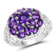 Bids.com 3.29 Carat Genuine Amethyst .925 Sterling Silver Ring Rings