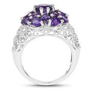 Bids.com 3.29 Carat Genuine Amethyst .925 Sterling Silver Ring Rings