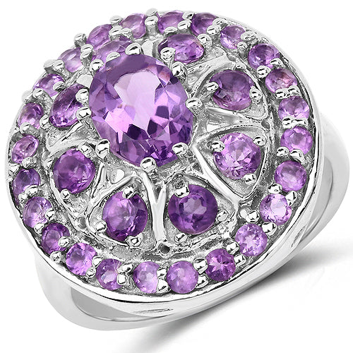 Bids.com 2.67 Carat Genuine Amethyst .925 Sterling Silver Ring Rings