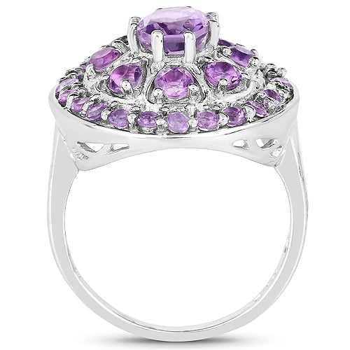 Bids.com 2.67 Carat Genuine Amethyst .925 Sterling Silver Ring Rings