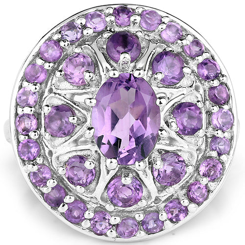Bids.com 2.67 Carat Genuine Amethyst .925 Sterling Silver Ring Rings