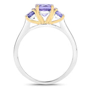 Bids.com Two Tone Plated 1.07 Carat Genuine Tanzanite .925 Sterling Silver Ring Rings