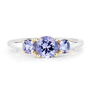 Bids.com Two Tone Plated 1.07 Carat Genuine Tanzanite .925 Sterling Silver Ring Rings