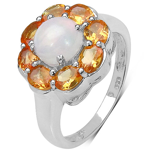 Bids.com 2.65 Carat Genuine Ethiopian Opal & Spessartite .925 Sterling Silver Ring Rings