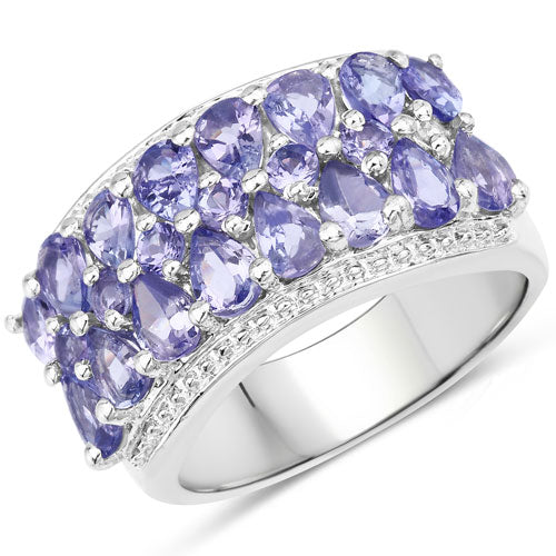 Bids.com 2.59 Carat Genuine Tanzanite .925 Sterling Silver Ring Rings