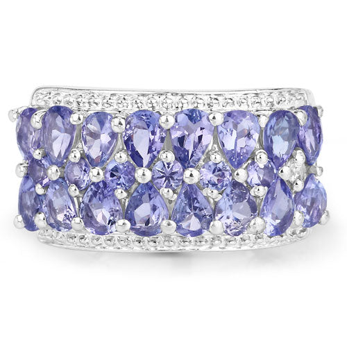 Bids.com 2.59 Carat Genuine Tanzanite .925 Sterling Silver Ring Rings