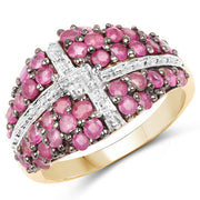 Bids.com 14K Yellow Gold Plated 1.70 Carat Genuine Ruby .925 Sterling Silver Ring Rings