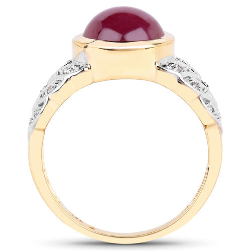 Bids.com 5.11 Carat Glass Filled Ruby and White Topaz .925 Sterling Silver Ring Rings