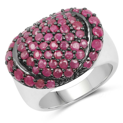 Bids.com 3.35 Carat Genuine Ruby .925 Sterling Silver Ring Rings