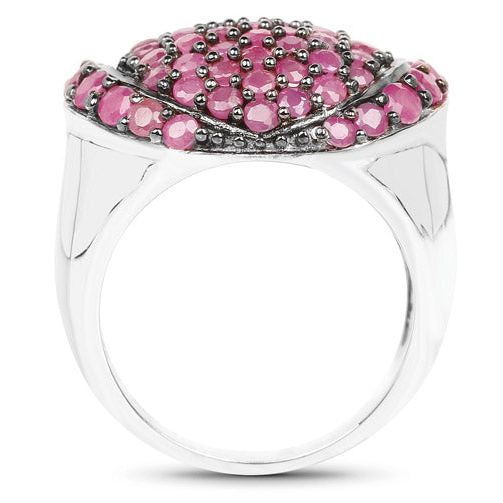 Bids.com 3.35 Carat Genuine Ruby .925 Sterling Silver Ring Rings