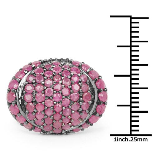 Bids.com 3.35 Carat Genuine Ruby .925 Sterling Silver Ring Rings