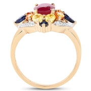 Bids.com 14K Yellow Gold Plated 3.76 Carat Genuine Multi Stone .925 Sterling Silver Ring Rings