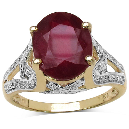 Bids.com 14K Yellow Gold Plated 4.00 Carat Genuine Ruby .925 Sterling Silver Ring Rings