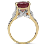 Bids.com 14K Yellow Gold Plated 4.00 Carat Genuine Ruby .925 Sterling Silver Ring Rings
