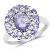 Bids.com 3.85 Carat Genuine Tanzanite .925 Sterling Silver Ring Rings