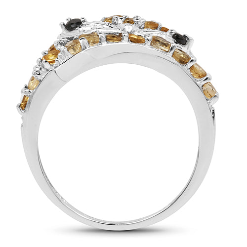 Bids.com 1.00 Carat Genuine Citrine & Black Spinel .925 Sterling Silver Ring Rings