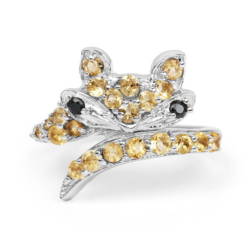 Bids.com 1.00 Carat Genuine Citrine & Black Spinel .925 Sterling Silver Ring Rings