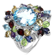 Bids.com 10.34 Carat Genuine Multi Stone .925 Sterling Silver Ring Rings