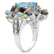 Bids.com 10.34 Carat Genuine Multi Stone .925 Sterling Silver Ring Rings