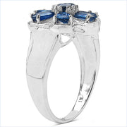 Bids.com 2.43 Carat Genuine Blue Sapphire .925 Sterling Silver Ring Rings