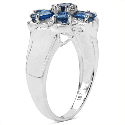 Bids.com 2.43 Carat Genuine Blue Sapphire .925 Sterling Silver Ring Rings