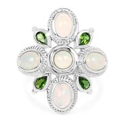 Bids.com 2.97 Carat Genuine Ethiopian Opal And Chrome Diopside .925 Sterling Silver Ring Rings