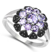 Bids.com 1.18 Carat Genuine Tanzanite and Black Spinel .925 Sterling Silver Ring Rings