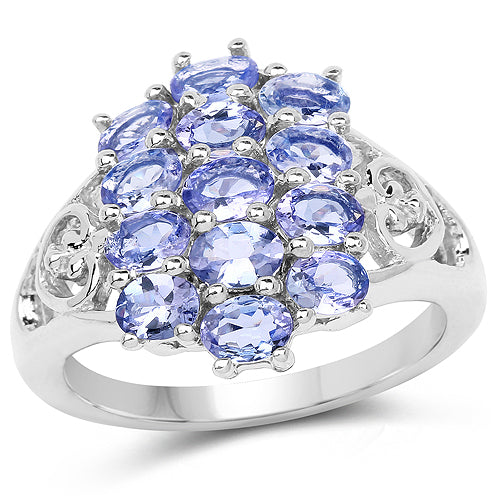 Bids.com 2.21 Carat Genuine Tanzanite .925 Sterling Silver Ring Rings