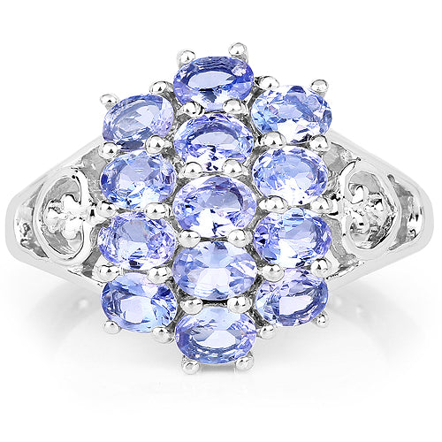 Bids.com 2.21 Carat Genuine Tanzanite .925 Sterling Silver Ring Rings