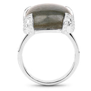 Bids.com 16.95 Carat Genuine Labradorite .925 Sterling Silver Ring Rings