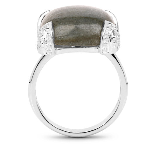 Bids.com 16.95 Carat Genuine Labradorite .925 Sterling Silver Ring Rings