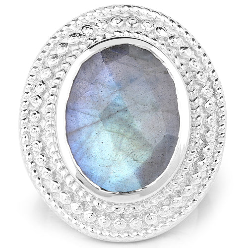 Bids.com 7.00 Carat Genuine Labradorite .925 Sterling Silver Ring Rings