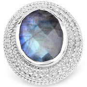 Bids.com 7.00 Carat Genuine Labradorite .925 Sterling Silver Ring Rings